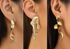 گوشواره شیک دفرمه طلا مدرن