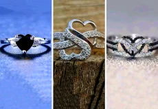 حلقه قلبی نقره ای و مدرن 