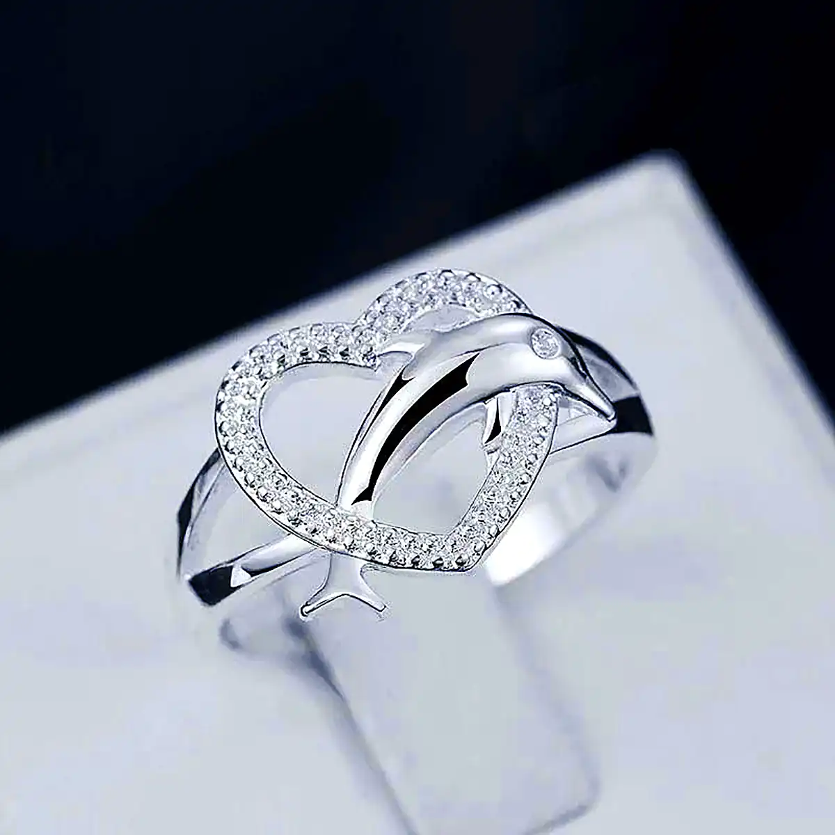 حلقه قلبی نقره ای و مدرن