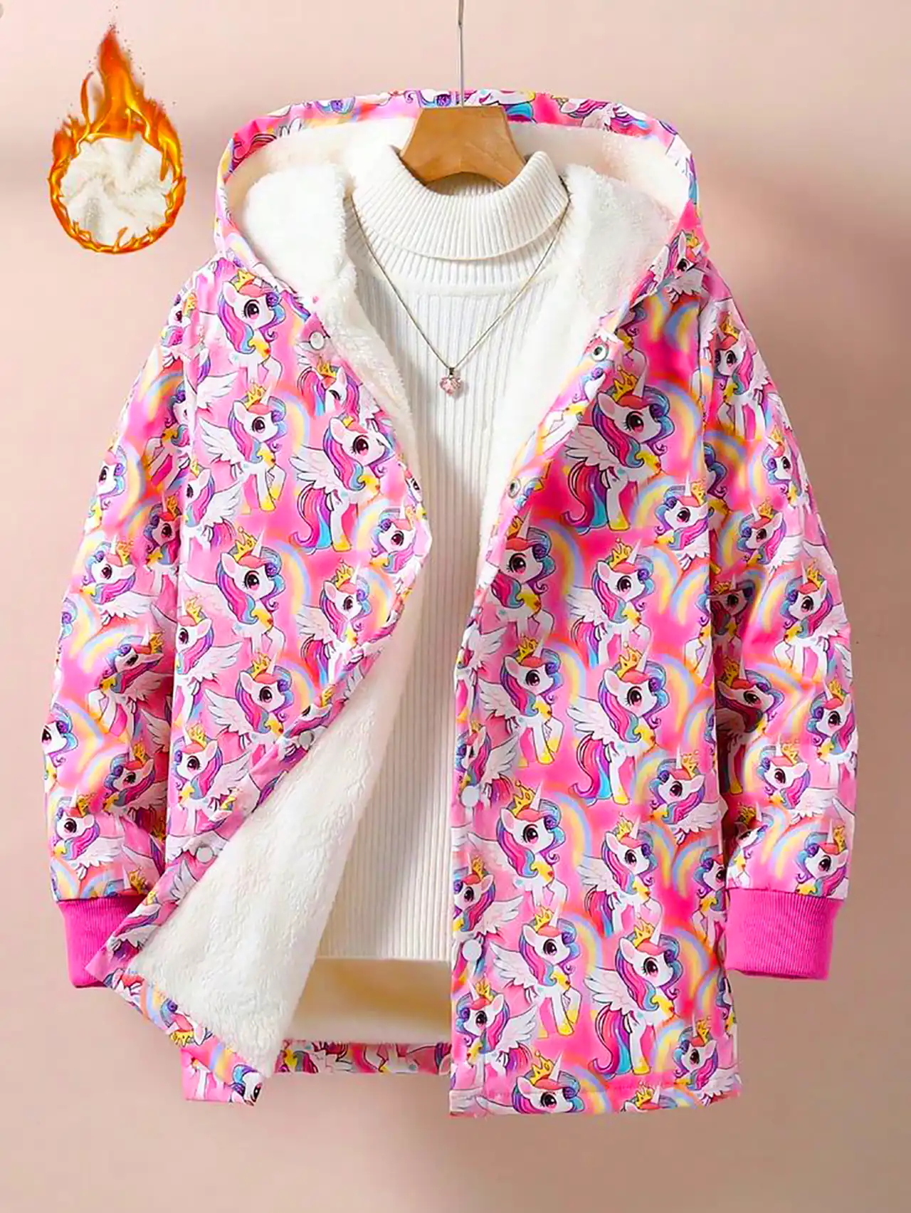 کاپشن صورتی طرح دار بچگانه