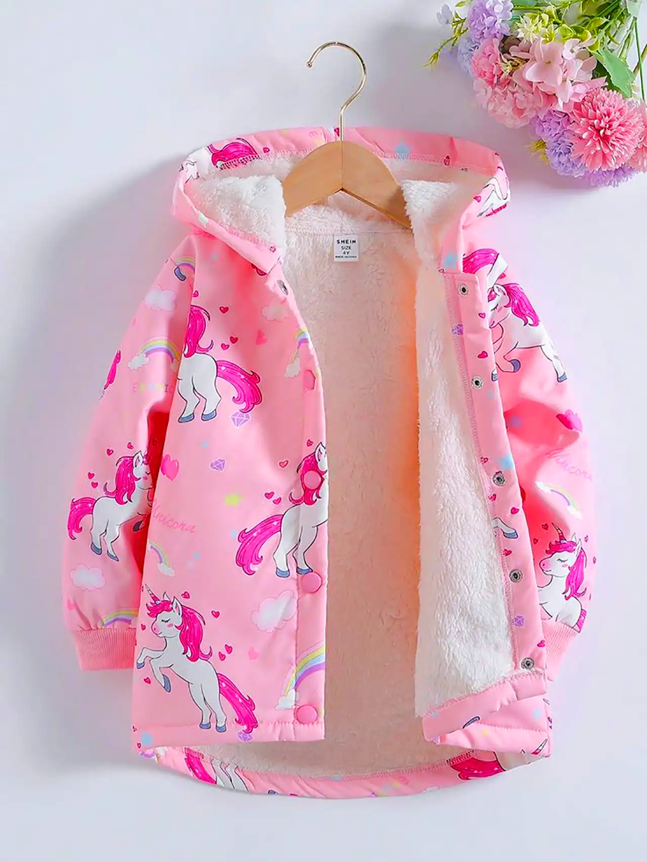 کاپشن صورتی طرح دار بچگانه