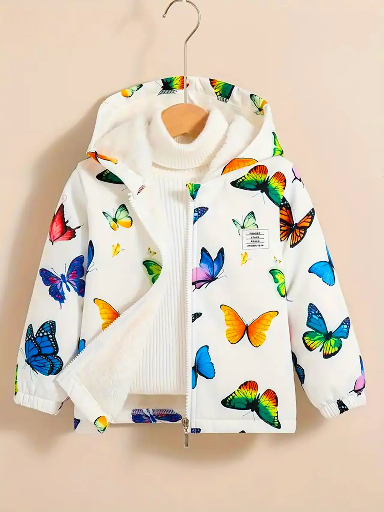 کاپشن صورتی طرح دار بچگانه