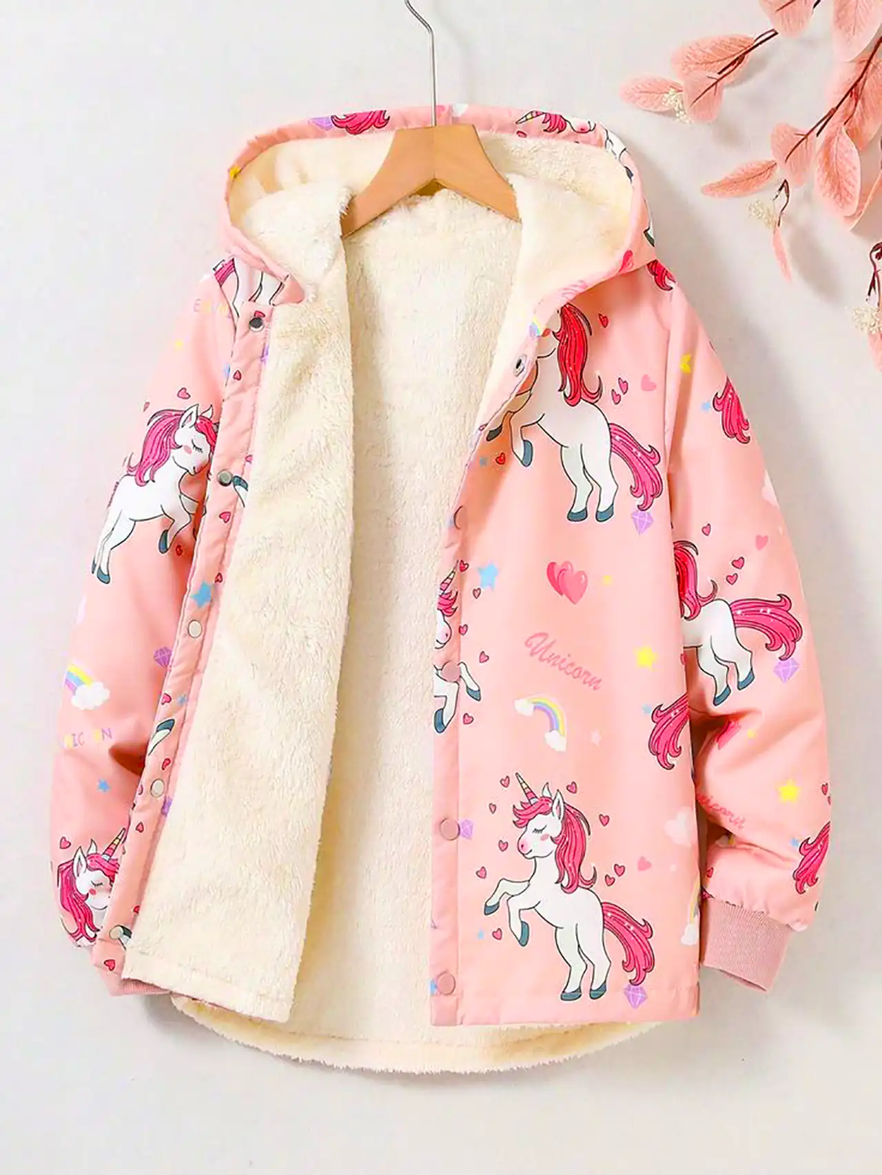 کاپشن صورتی طرح دار بچگانه