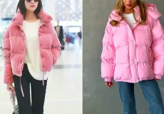 کاپشن صورتی کمرنگ بادی زنانه