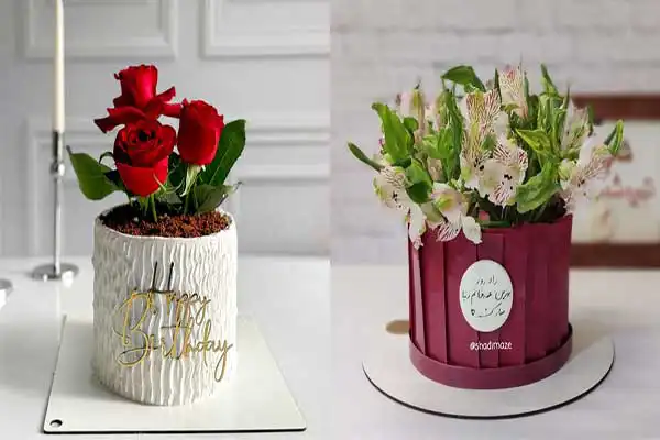 کیک مدل گلدان گل + جدید ترین کیک مدل گلدان گل سال