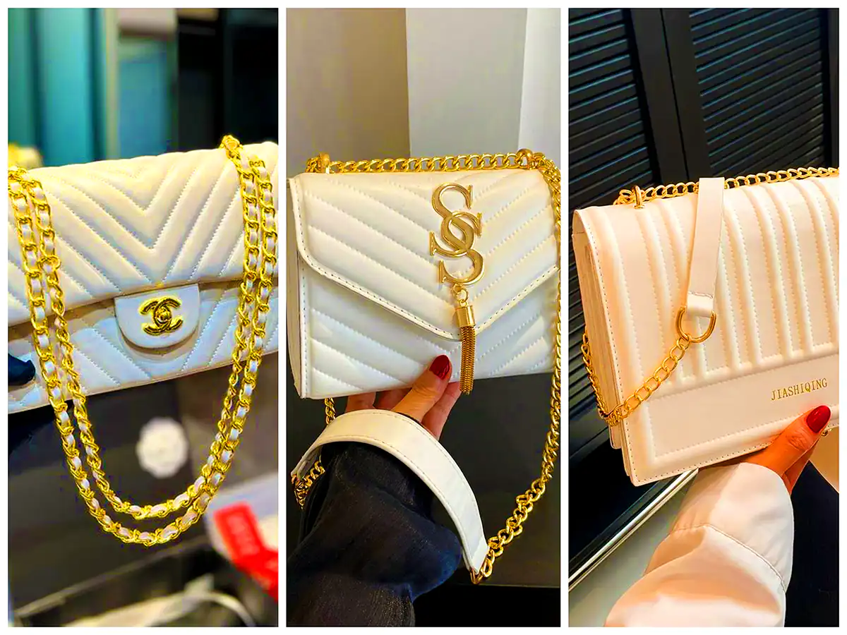 کیف سفید زنجیر دار