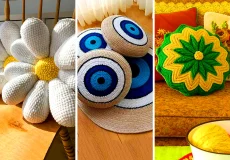 کوسن هنری و زیبا بافتنی