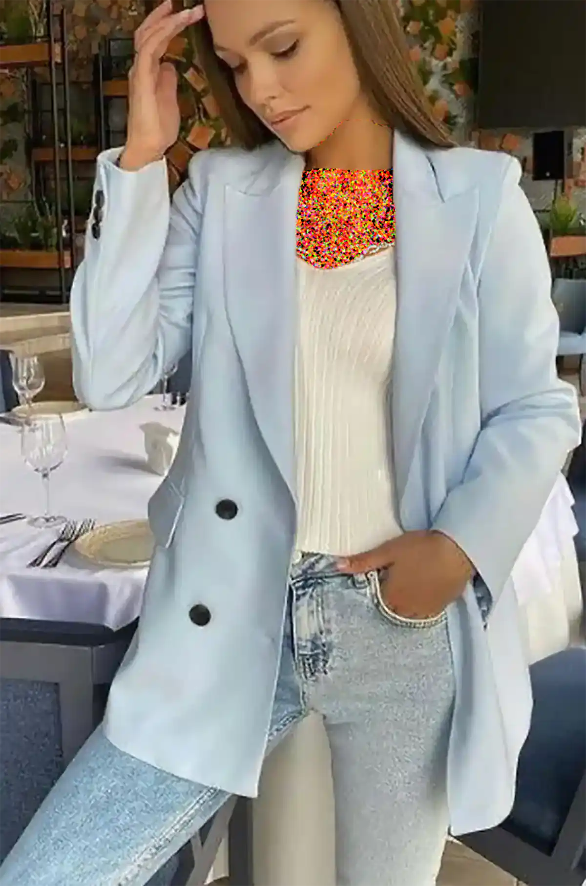 کت بلیزر آبی زنانه شیک