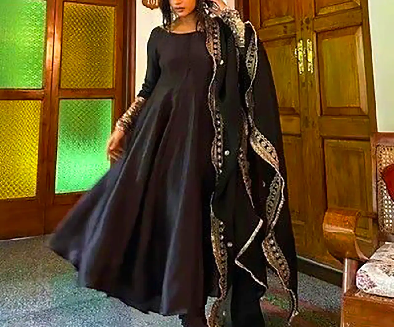 لباس هندی مشکی مجلسی