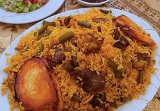 طرز تهیه لوبیا پلو با گوشت تکه ای