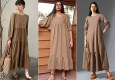 مانتو پیراهنی بلند نسکافه ای