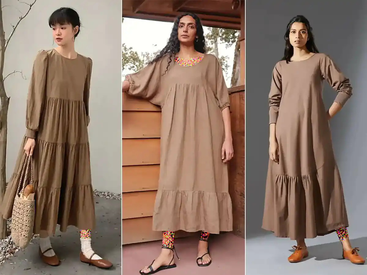 مانتو پیراهنی بلند نسکافه ای