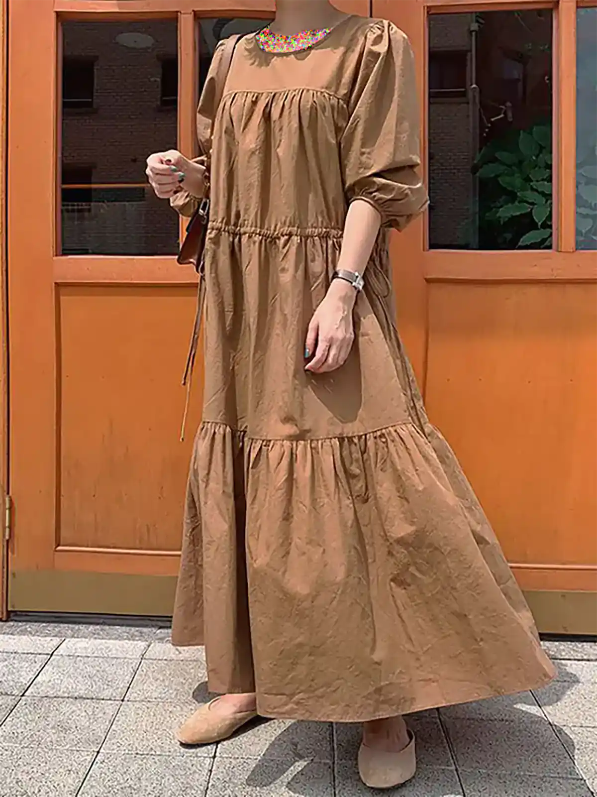 مانتو پیراهنی بلند نسکافه ای