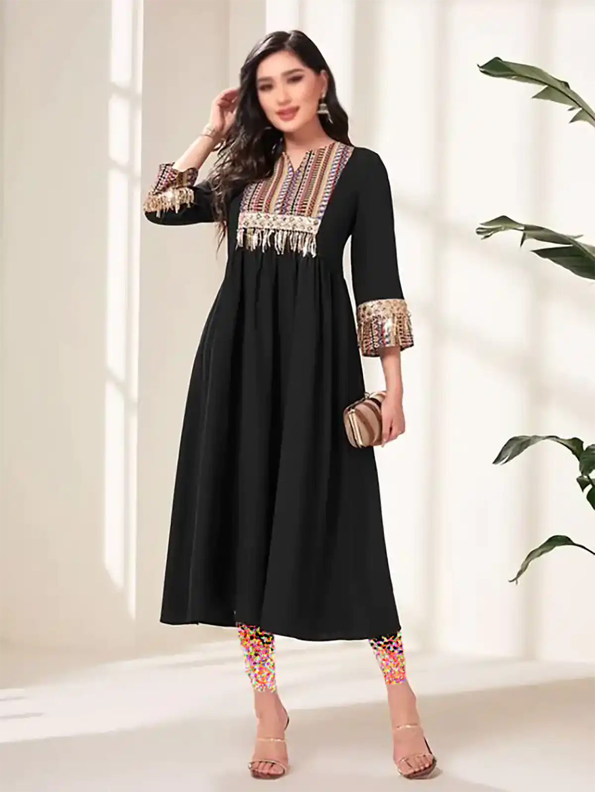 مانتو پیراهنی رنگی زنانه سنتی