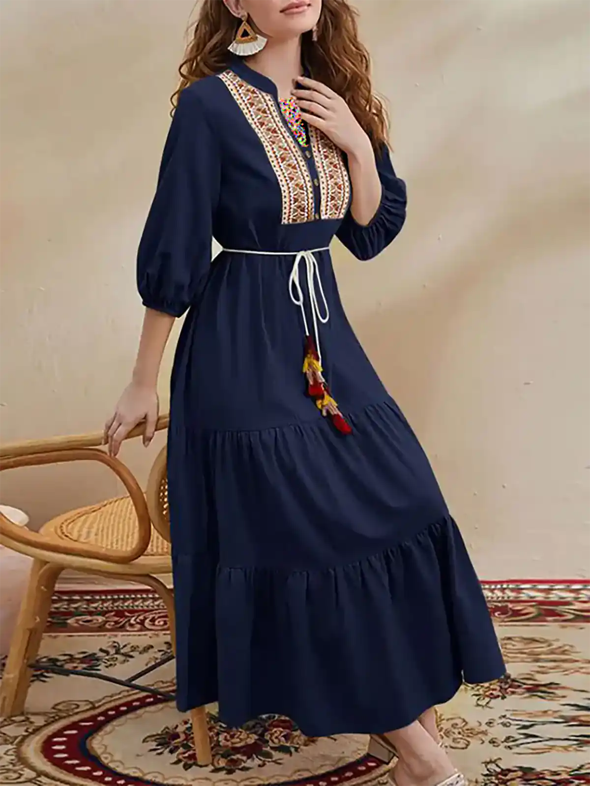 مانتو پیراهنی سورمه ای ترند