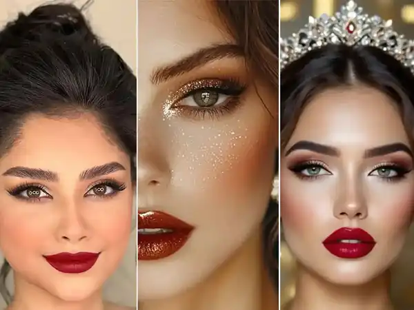 مدل آرایش اسموکی با رژ قرمز + ظاهر دراماتیک‌تر با مدل آرایش اسموکی با رژ قرمز