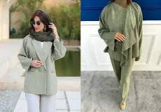 مدل مانتو با پارچه شانتون سبز + استایل منحصربفرد با مدل مانتو پارچه شانتون سبز