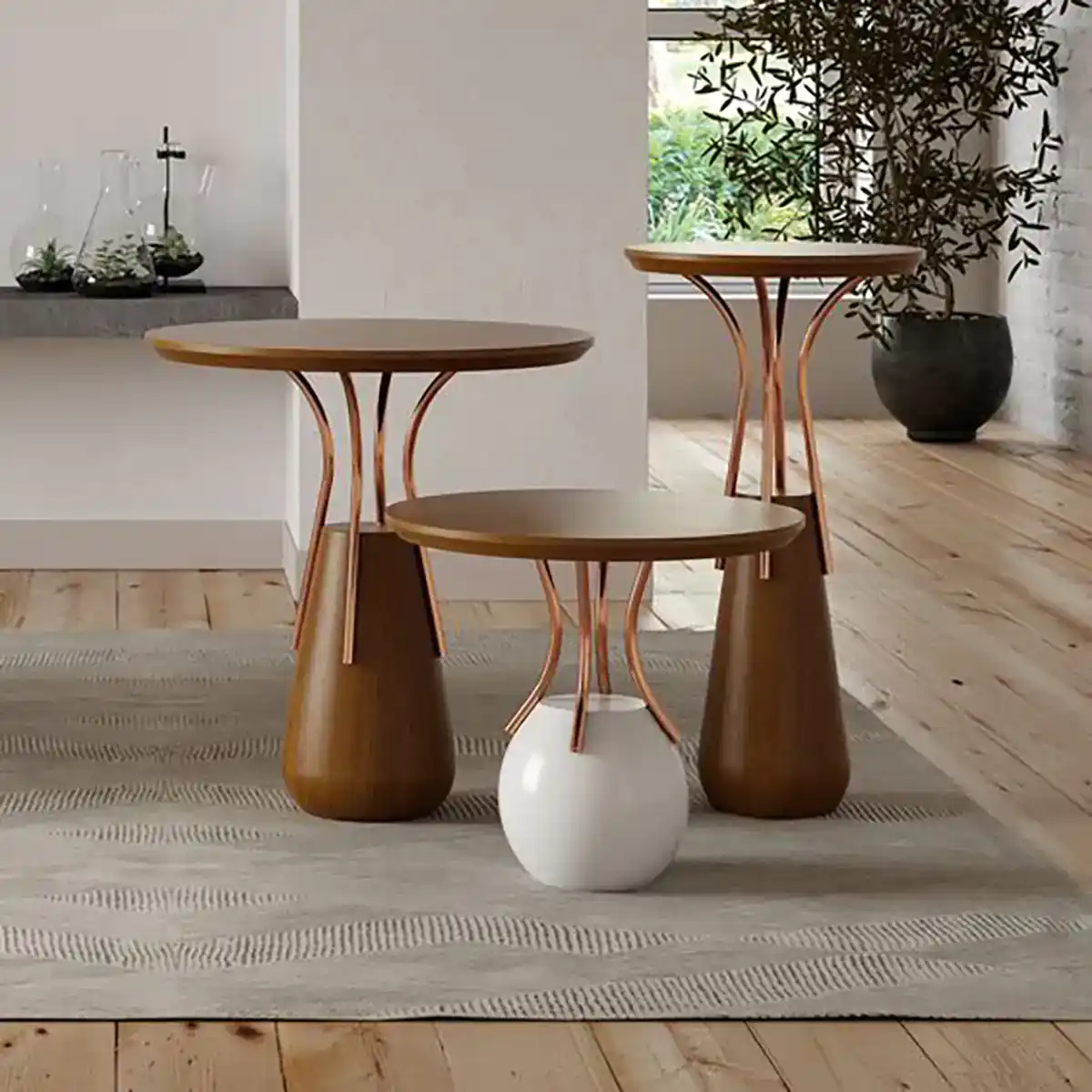 میز کنار مبلی چوبی شیک