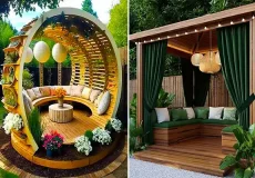 مدل آلاچیق داخل حیاط + دکوراسیون مدرن و سنتی حیاط با مدل آلاچیق لاکچری