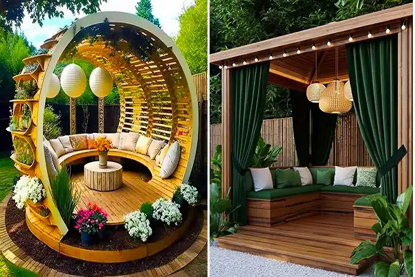مدل آلاچیق داخل حیاط + دکوراسیون مدرن و سنتی حیاط با مدل آلاچیق لاکچری