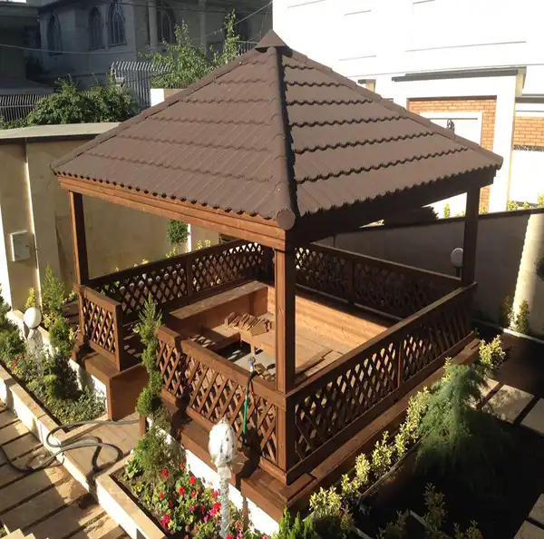 مدل آلاچیق داخل حیاط + دکوراسیون مدرن و سنتی حیاط با مدل آلاچیق لاکچری