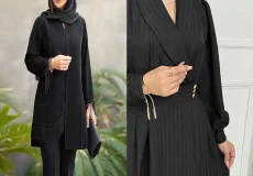 مدل مانتو با پارچه شانتون مشکی + شیک ترین مدل مانتو با پارچه شانتون مشکی برای شیک پوشان