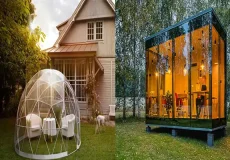 مدل آلاچیق شیشه ای + مدل آلاچیق شیشه ای و ایجاد روف گاردن خاص و یونیک