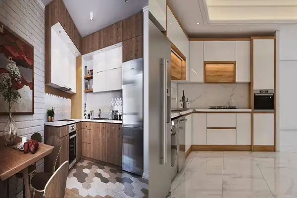 مدل آشپزخانه ال کوچک + آشپزخانه روشن و نورگیر لوکس با مدل ال کوچک