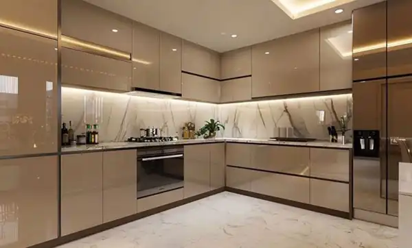 مدل آشپزخانه ال کوچک + آشپزخانه روشن و نورگیر لوکس با مدل ال کوچک