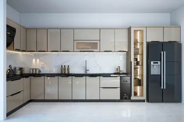 مدل آشپزخانه ال کوچک + آشپزخانه روشن و نورگیر لوکس با مدل ال کوچک