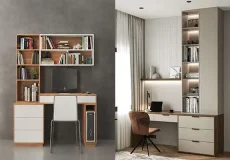 مدل کتابخانه با میز تحریر + جلوه کاربردی فضای اتاق با مدل کتابخانه با میز تحریر