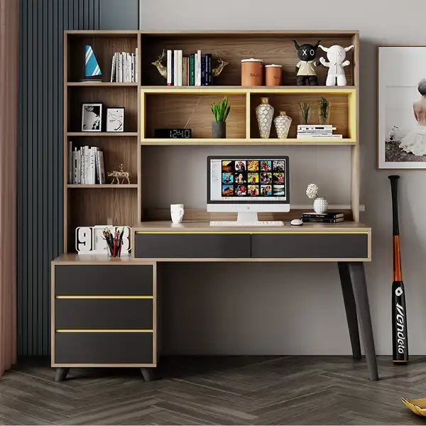 مدل کتابخانه با میز تحریر + جلوه کاربردی فضای اتاق با مدل کتابخانه با میز تحریر