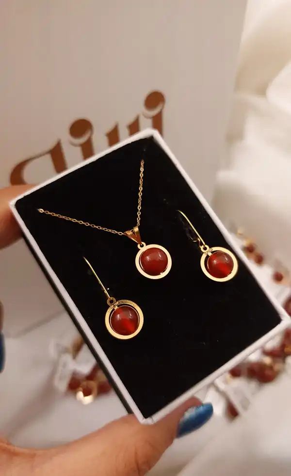 مدل نیم ست با سنگ عقیق + مدل نیم ست با سنگ عقیق بسیار زینتی و خاص