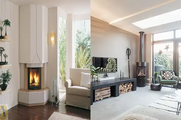 مدل شومینه سه کنج + یک نقطه کانونی در منزل با مدل شومینه سه کنج جدید و لوکس