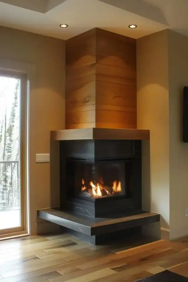 مدل شومینه سه کنج + یک نقطه کانونی در منزل با مدل شومینه سه کنج جدید و لوکس