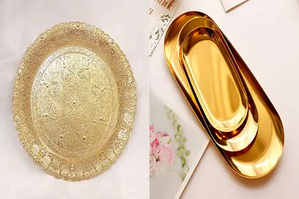 مدل سینی استیل طلایی + پذیرایی منحصربفرد و لوکس با مدل سینی استیل طلایی