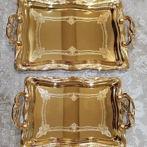 مدل سینی استیل طلایی + پذیرایی منحصربفرد و لوکس با مدل سینی استیل طلایی