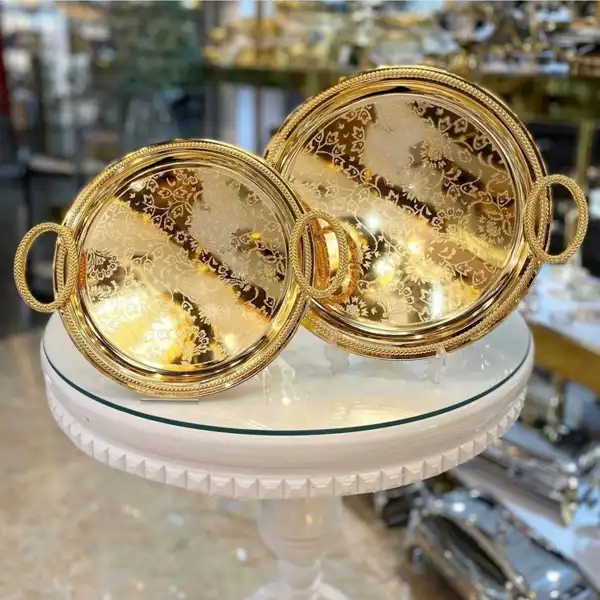 مدل سینی استیل طلایی + پذیرایی منحصربفرد و لوکس با مدل سینی استیل طلایی