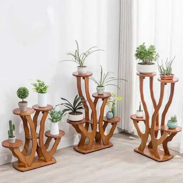 مدل استند گلدان چوبی + مدلهای استند گلدان چوبی ترکیبی محبوب و جذاب با گیاهان