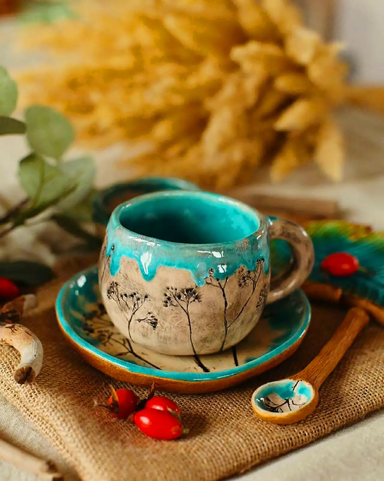 ماگ سفالی رنگ شده