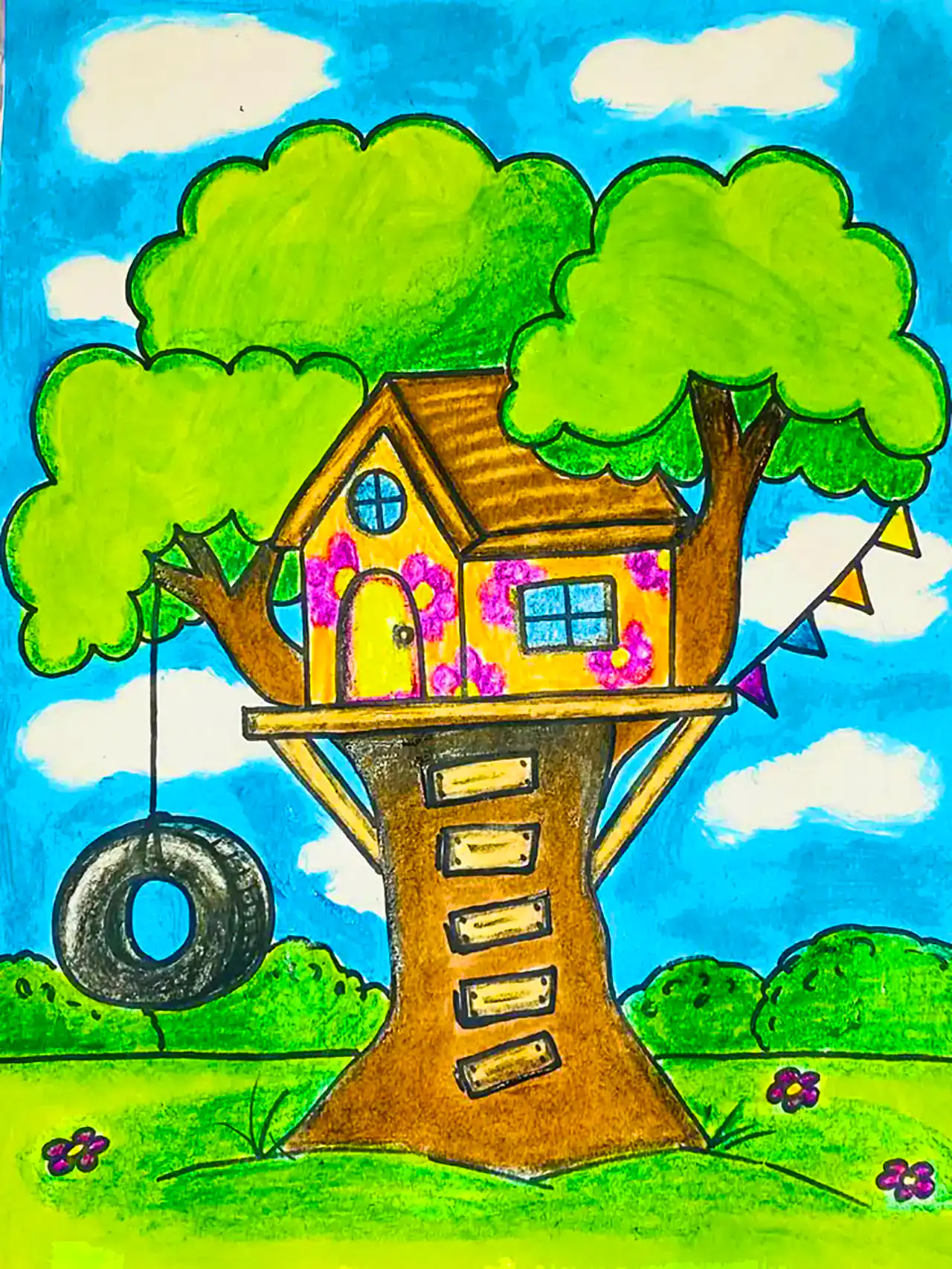 نقاشی فانتزی خانه کودکانه