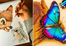 نقاشی سه بعدی با مداد رنگی
