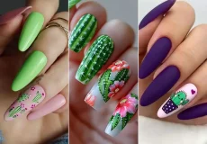 ناخن با طراحی کاکتوس