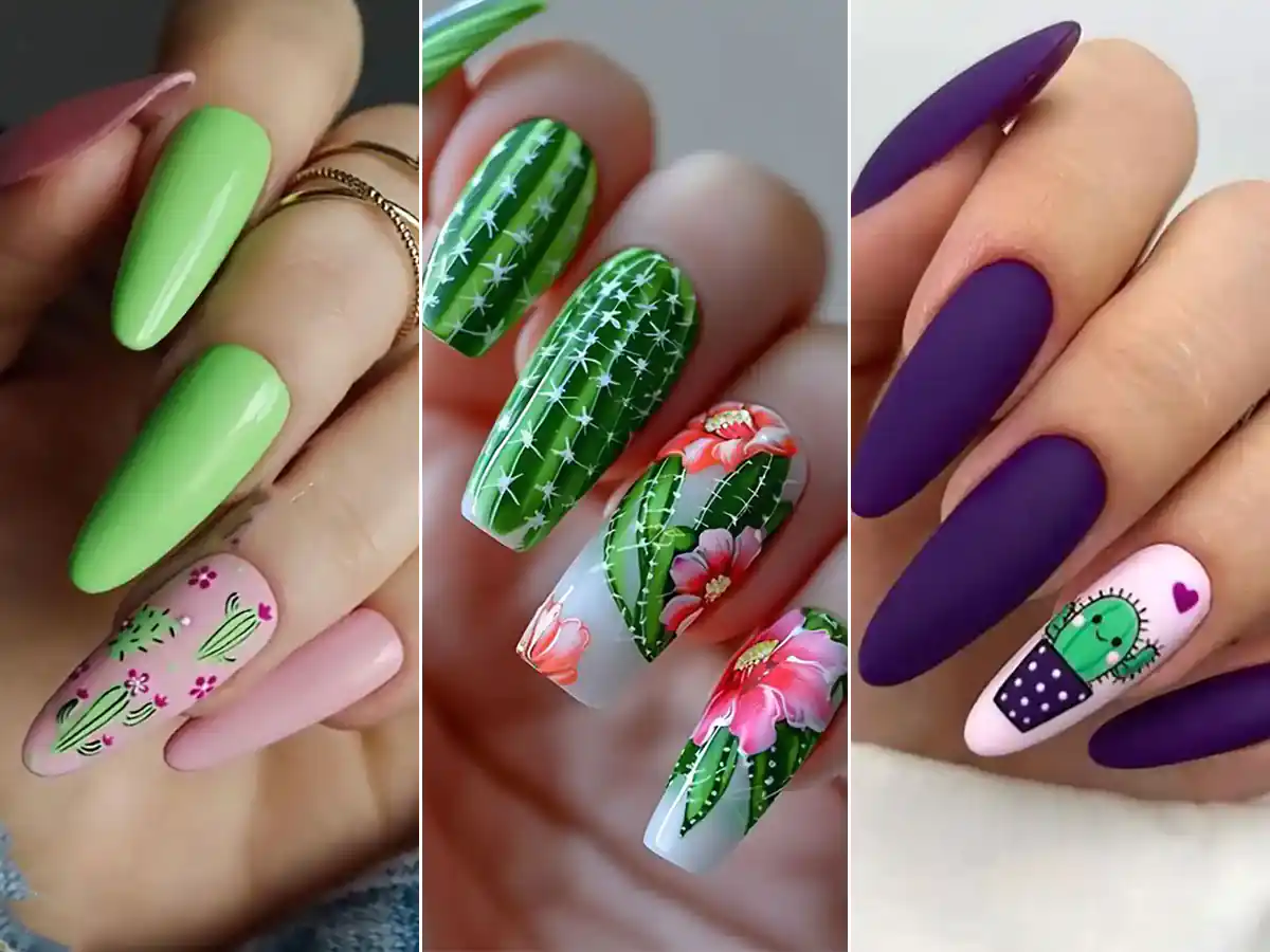 ناخن با طراحی کاکتوس