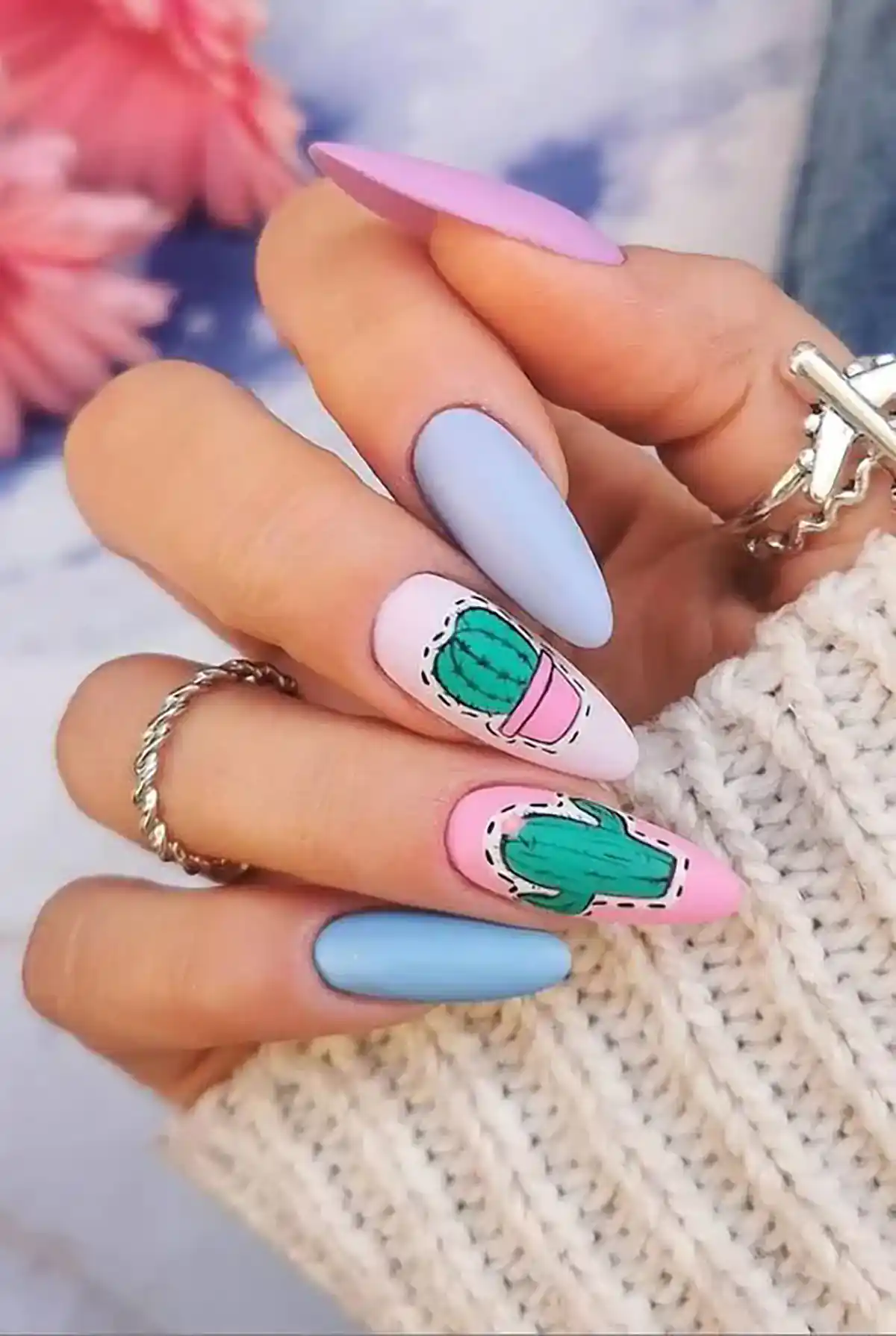 ناخن با طراحی کاکتوس