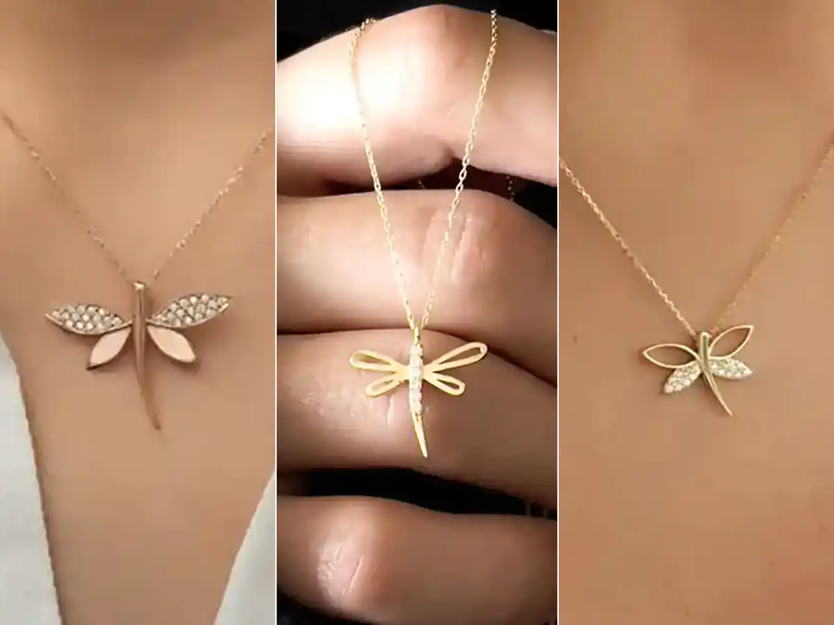 پلاک طلا سنجاقک زیبا