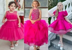 لباس مجلسی سرخابی شیک دخترانه
