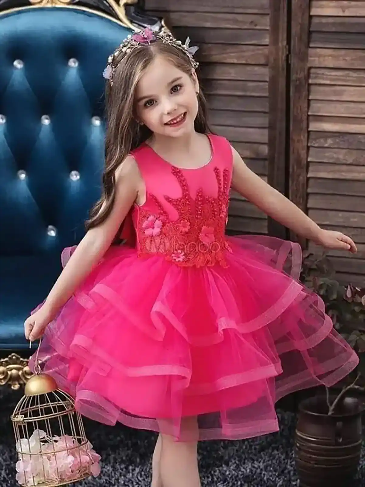 لباس مجلسی سرخابی شیک دخترانه