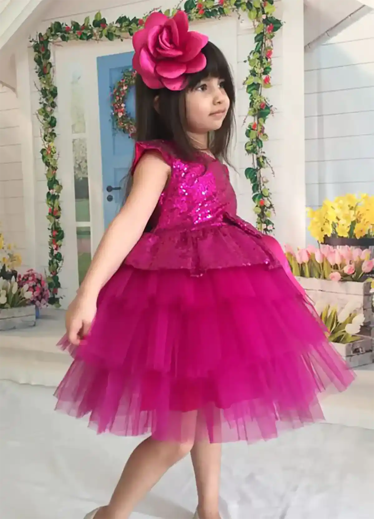 لباس مجلسی سرخابی شیک دخترانه