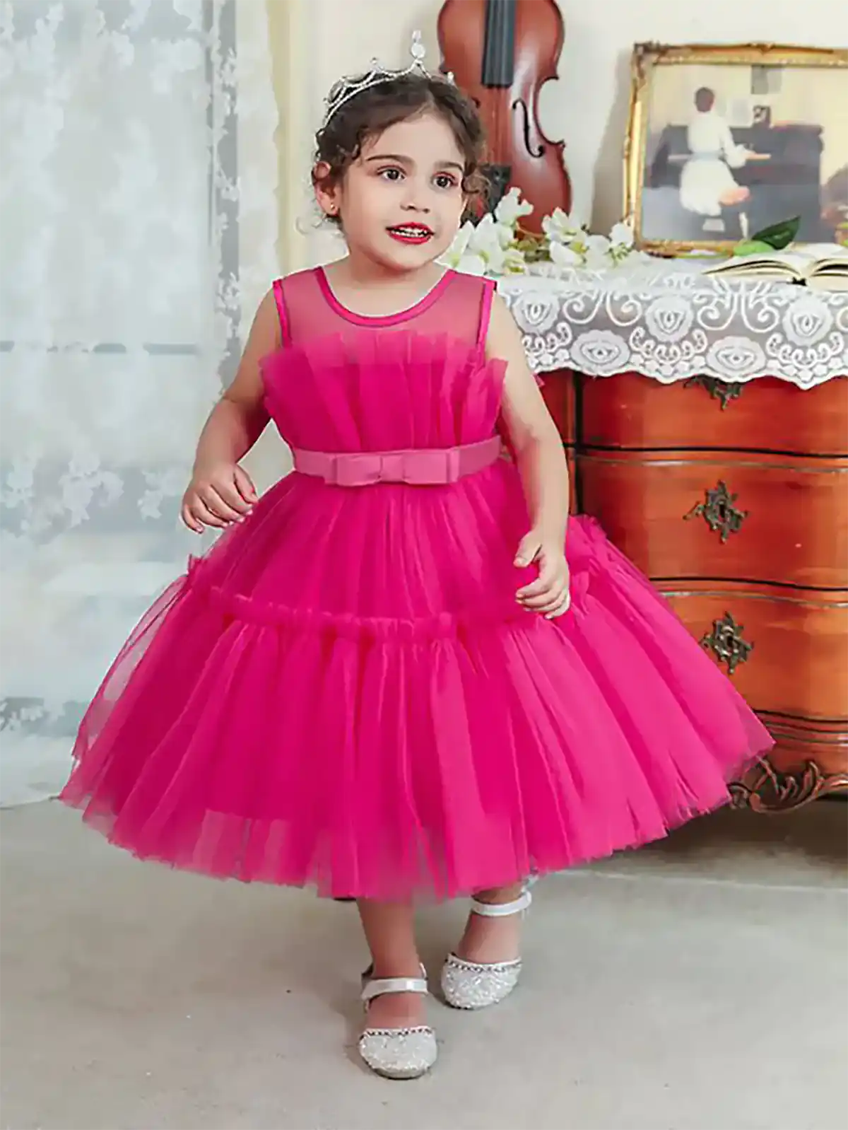 لباس مجلسی سرخابی شیک دخترانه